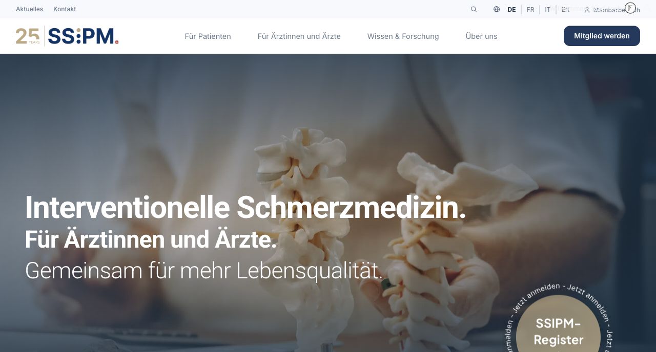 Website von SSIPM auf einem Laptop-Bildschirm
